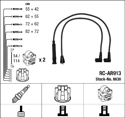 8630 NGK Cables de alta tensión, juego