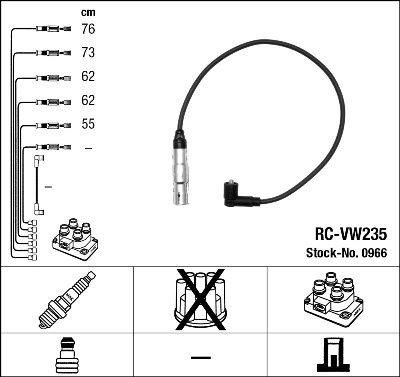 0966 NGK Cables de alta tensión, juego