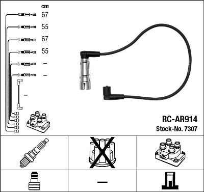 7307 NGK Cables de alta tensión, juego