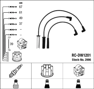 2996 NGK Cables de alta tensión, juego