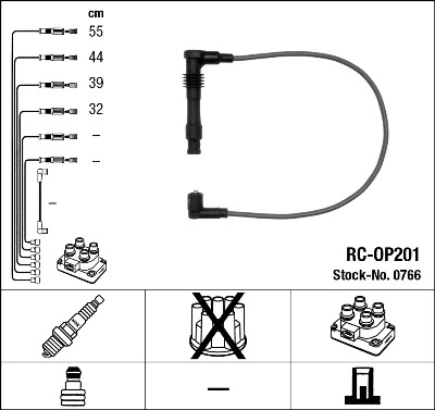 0766 NGK Cables de alta tensión, juego