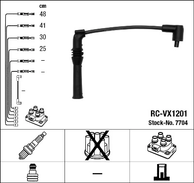 7704 NGK Cables de alta tensión, juego
