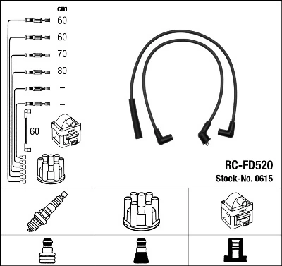Cables de alta tensión, juego para Ford Sierra II GBG, GB4