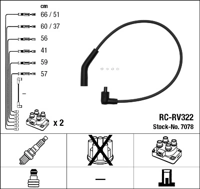 7078 NGK Cables de alta tensión, juego