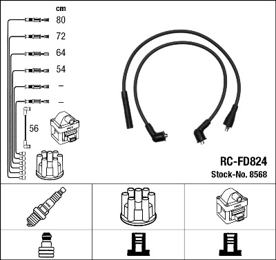 8568 NGK Cables de alta tensión, juego