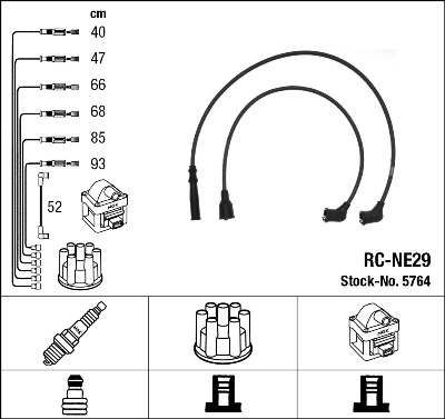 5764 NGK Cables de alta tensión, juego