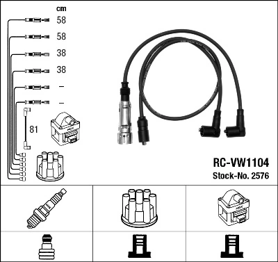 2576 NGK Cables de alta tensión, juego