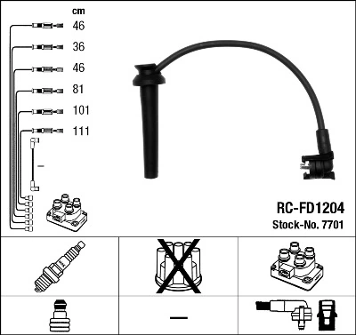 RCFD1204 NGK Cables de alta tensión, juego