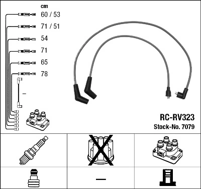 7079 NGK Cables de alta tensión, juego