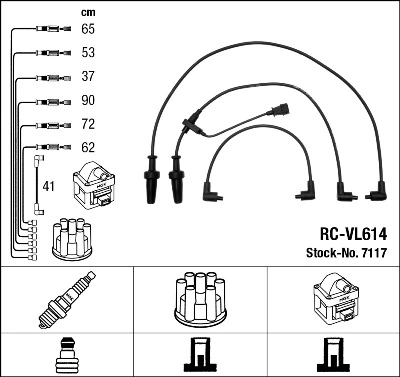 7117 NGK Cables de alta tensión, juego