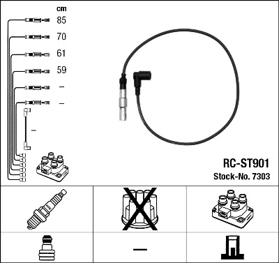 7303 NGK Cables de alta tensión, juego