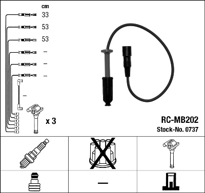 0737 NGK Cables de alta tensión, juego