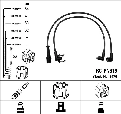 8470 NGK Cables de alta tensión, juego