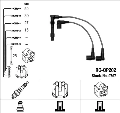 0767 NGK Cables de alta tensión, juego