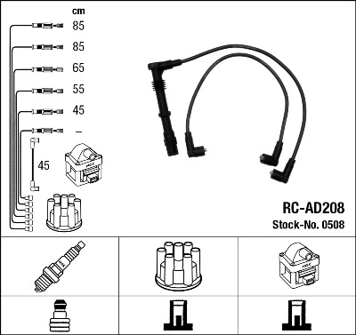 0508 NGK Cables de alta tensión, juego