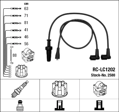 2588 NGK Cables de alta tensión, juego