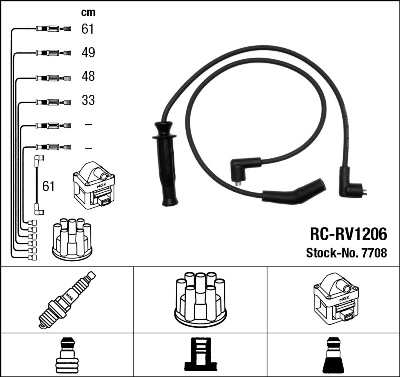 7708 NGK Cables de alta tensión, juego