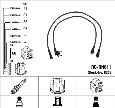 8253 NGK Cables de alta tensión, juego