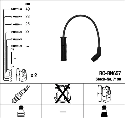 7198 NGK Cables de alta tensión, juego