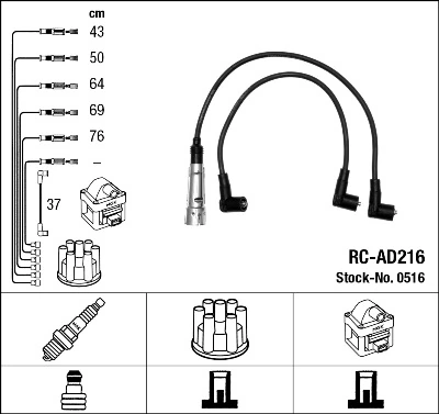 0516 NGK Cables de alta tensión, juego