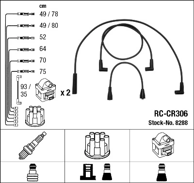8288 NGK Cables de alta tensión, juego
