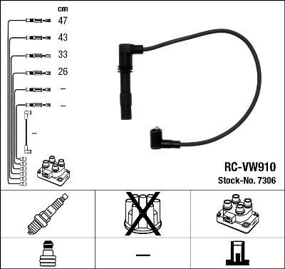 7306 NGK Cables de alta tensión, juego