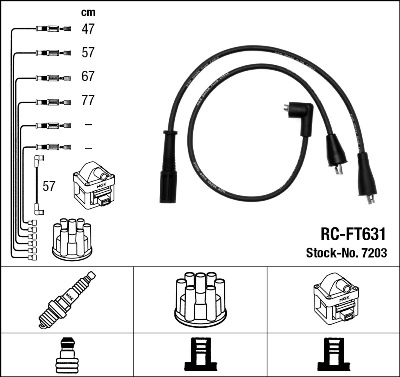 7203 NGK Cables de alta tensión, juego