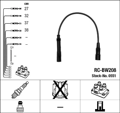 0551 NGK Cables de alta tensión, juego