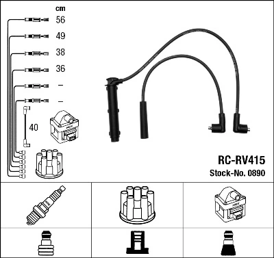 0890 NGK Cables de alta tensión, juego