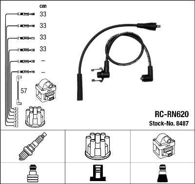 8487 NGK Cables de alta tensión, juego