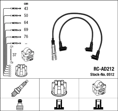 0512 NGK Cables de alta tensión, juego