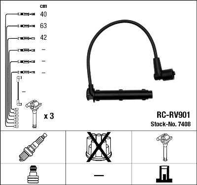 7408 NGK Cables de alta tensión, juego
