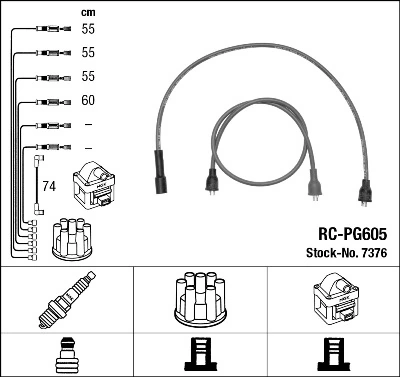 7376 NGK Cables de alta tensión, juego