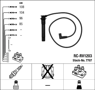 7707 NGK Cables de alta tensión, juego