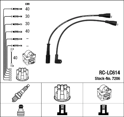 7206 NGK Cables de alta tensión, juego