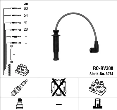 8274 NGK Cables de alta tensión, juego
