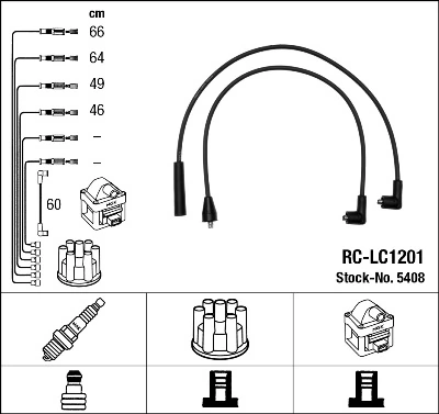 5408 NGK Cables de alta tensión, juego