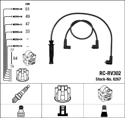 8267 NGK Cables de alta tensión, juego