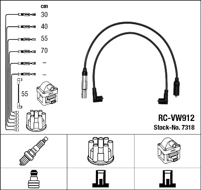 7318 NGK Cables de alta tensión, juego