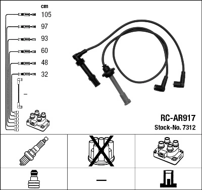 7312 NGK Cables de alta tensión, juego