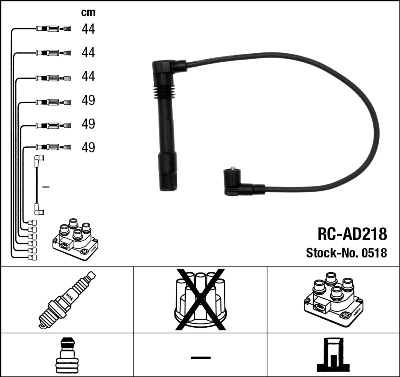 0518 NGK Cables de alta tensión, juego
