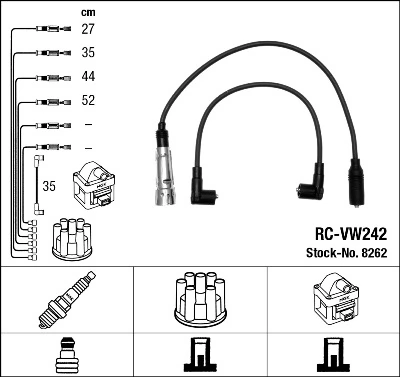 8262 NGK Cables de alta tensión, juego