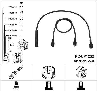 2590 NGK Cables de alta tensión, juego