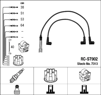7313 NGK Cables de alta tensión, juego