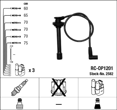 2582 NGK Cables de alta tensión, juego