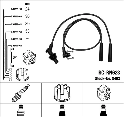 8493 NGK Cables de alta tensión, juego