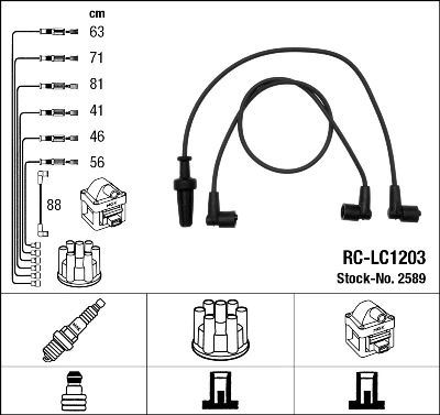 2589 NGK Cables de alta tensión, juego