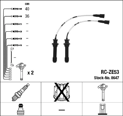 8647 NGK Cables de alta tensión, juego