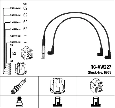 0958 NGK Cables de alta tensión, juego