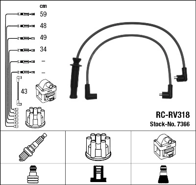 7366 NGK Cables de alta tensión, juego